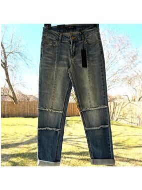C'EST TOI Black Label Paneled Girlfriend Jeans Sz 26 NWT